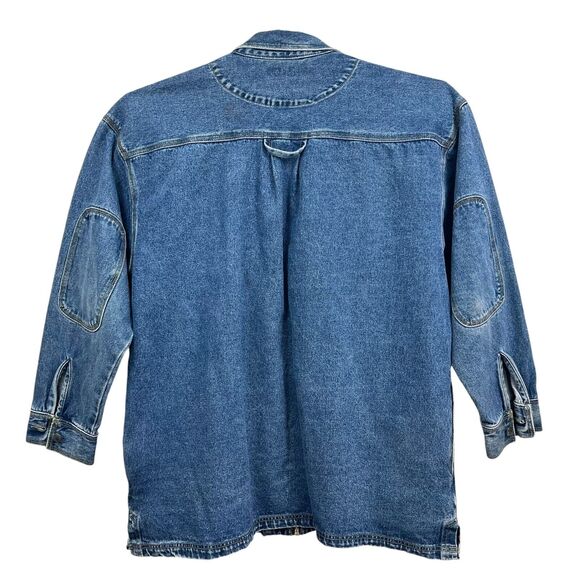 VTG Macgear Men Denim Jean Jacket Full Zip Patch Elbows Baggy Y2K Skater 90s XXL - Picture 6 of 7